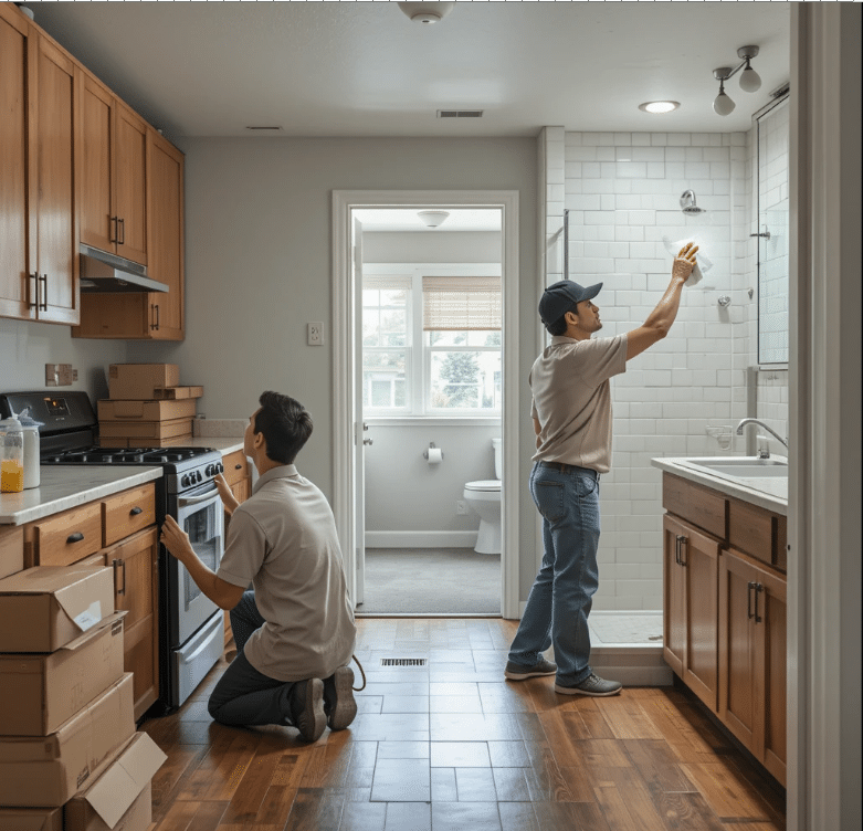 Move in and out cleaning—whales painting
